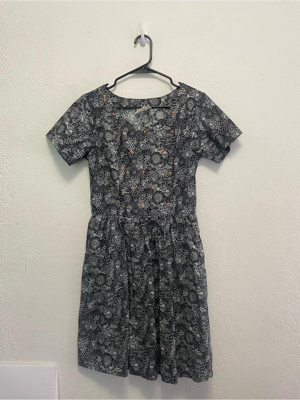 Mata Traders "Paper Doll" Fit & Flare Dress - Blue Floral - Size S 100% Cotton